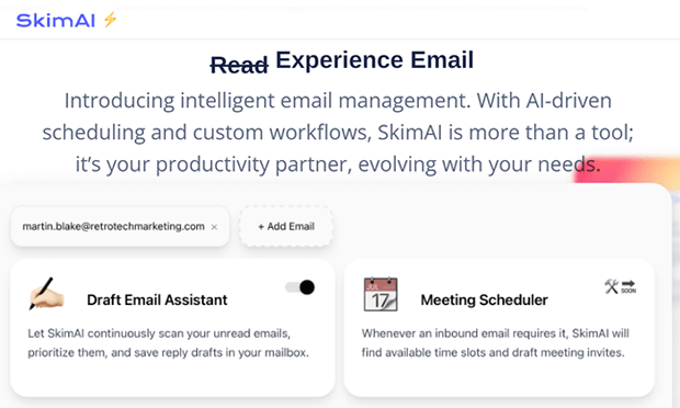 SkimAI - Experience Email.